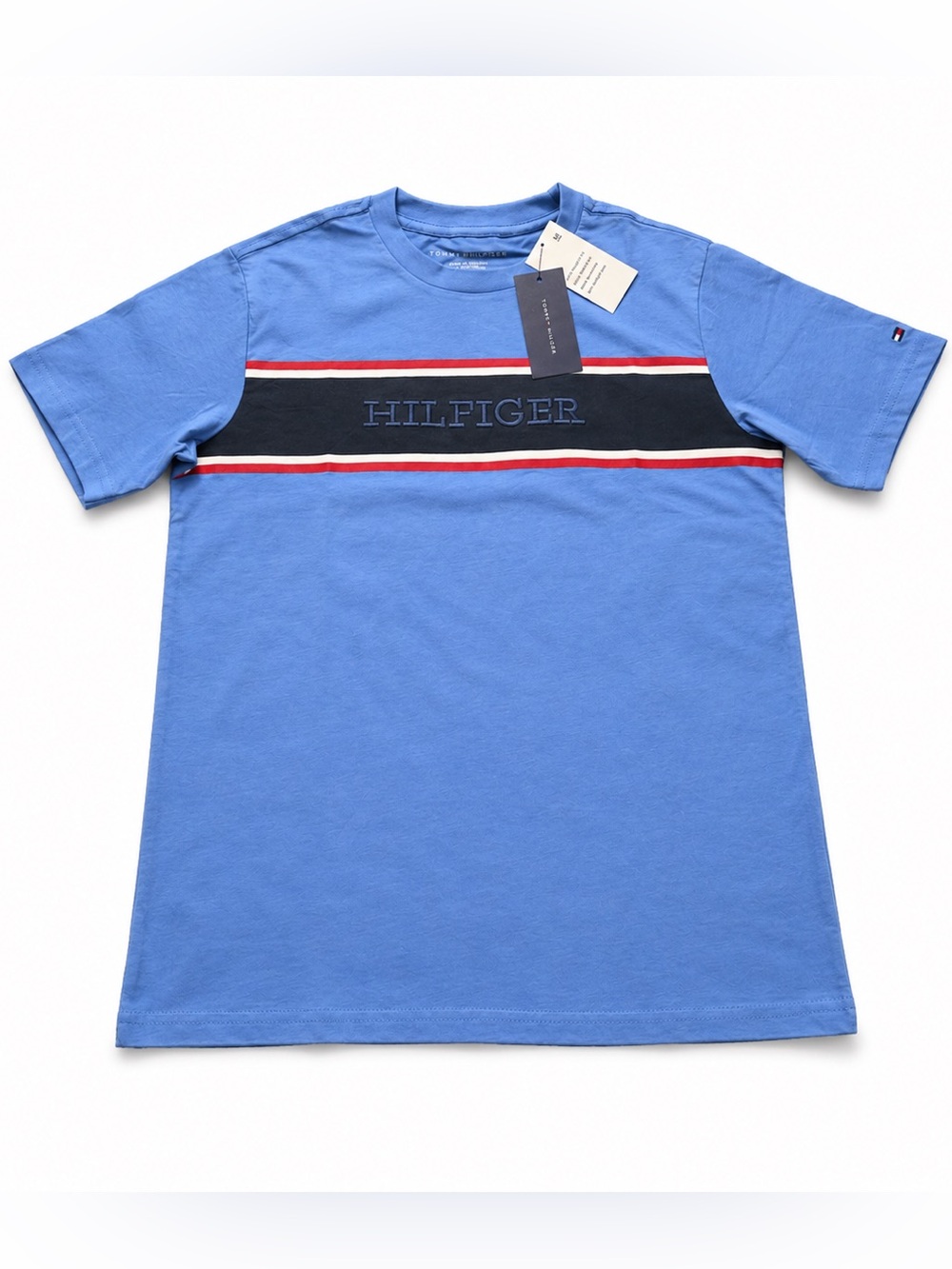 Tommy Hilfiger Blue Tee with Navy, Red & White Stripe